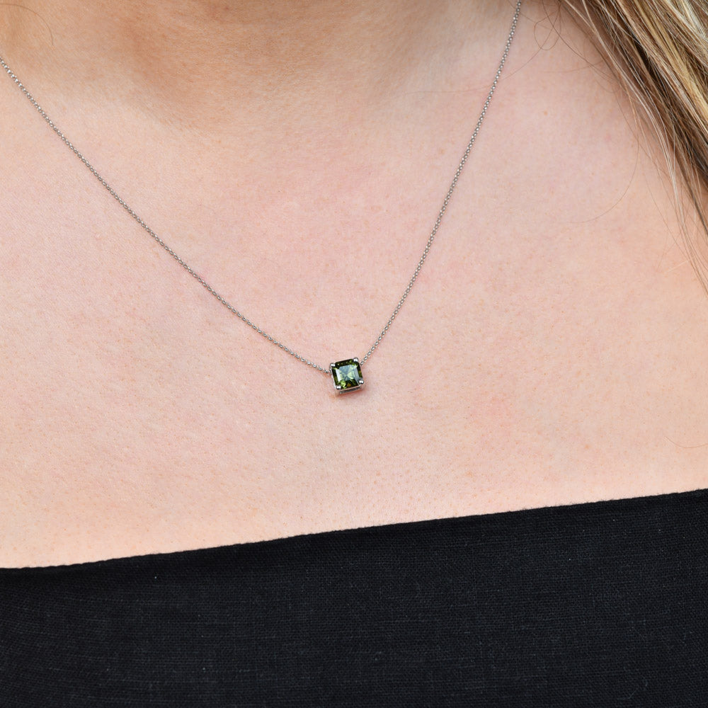 Maira Square Emerald Sapphire Necklace