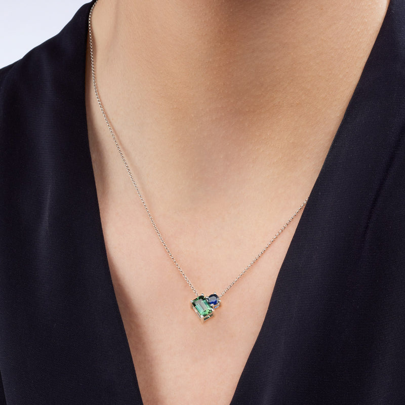 Toi Et Moi Emerald Sapphire Necklace