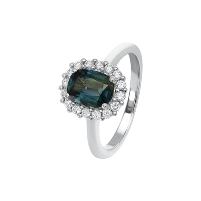 Classic Halo Cushion Sapphire Ring