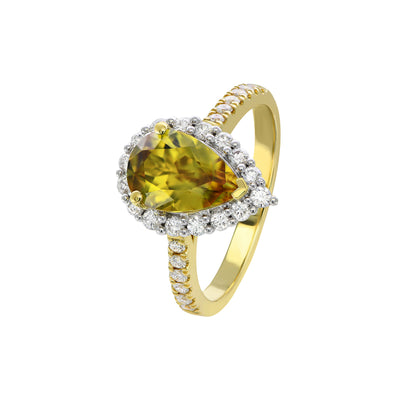 Grand Halo Pear Ring